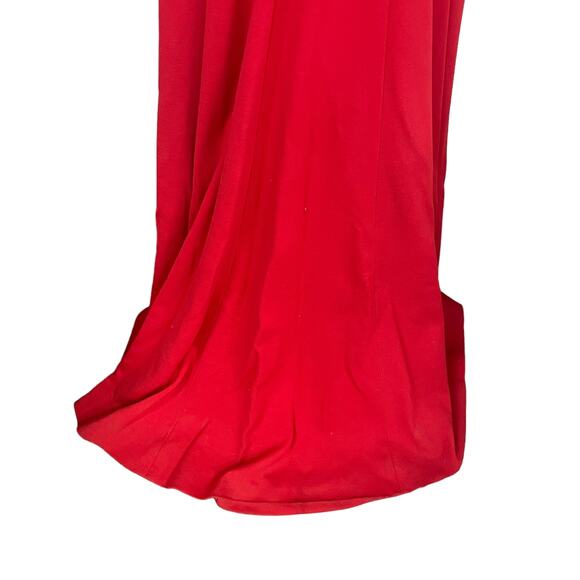 Jovani Style 21899 Fitted Jersey Halter Neck Ruffle Open Back Gown Red 2 ASIS - Picture 7 of 13